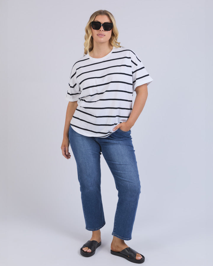 HALLI TEE - Navy and White Stripe