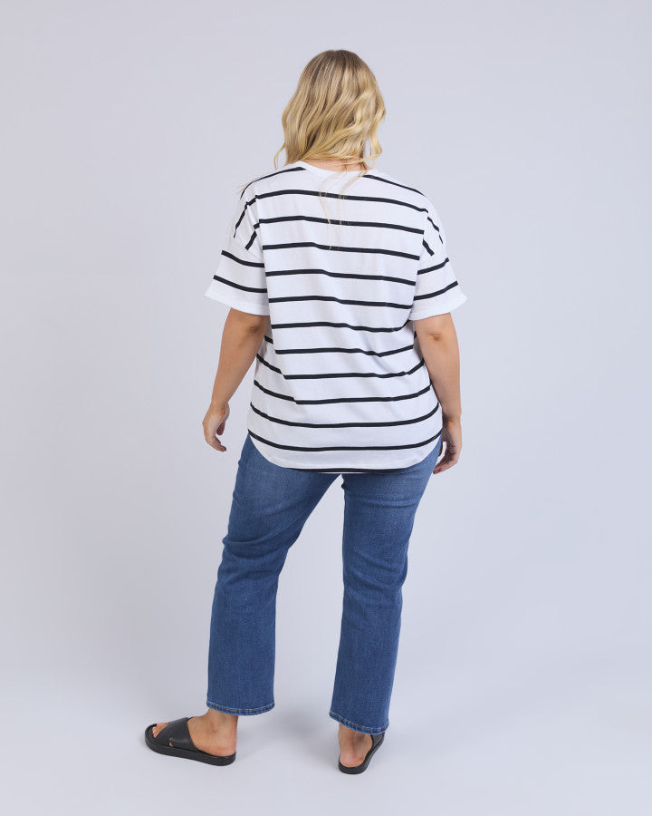 HALLI TEE - Navy and White Stripe