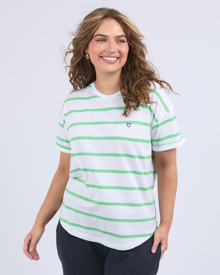 HALLI TEE - Spring Green Stripe