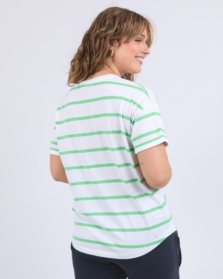 HALLI TEE - Spring Green Stripe