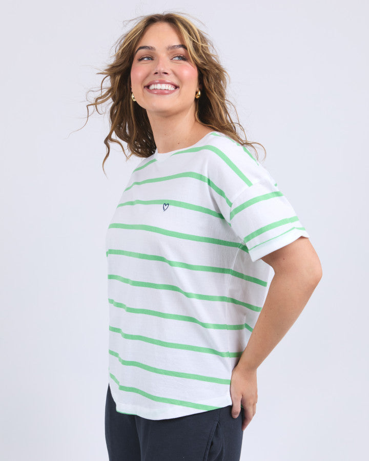 HALLI TEE - Spring Green Stripe