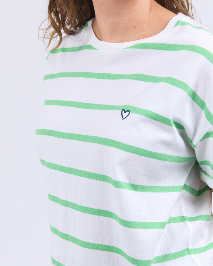 HALLI TEE - Spring Green Stripe