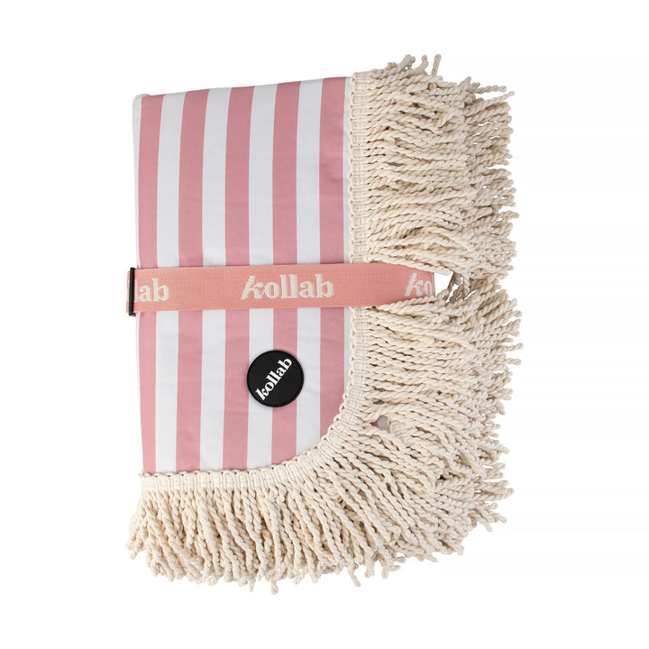 Fringed Medium Picnic Mat Rose Stripe