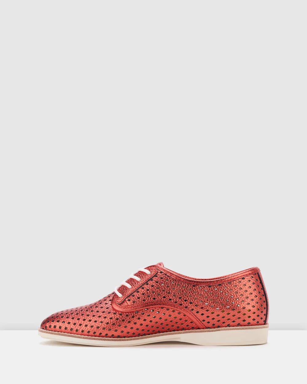 Derby Punch Shoe Red Metallic