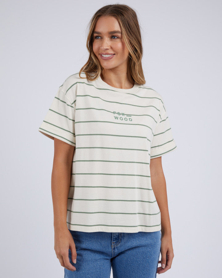 HUNTLEIGH STRIPE TEE - FERN & WHITE