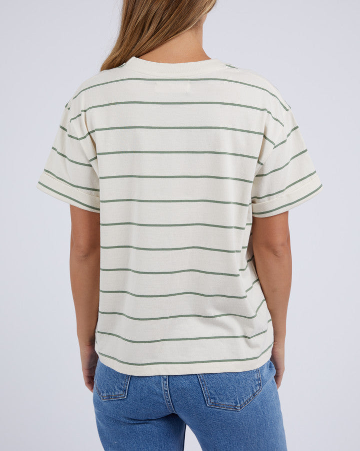 HUNTLEIGH STRIPE TEE - FERN & WHITE