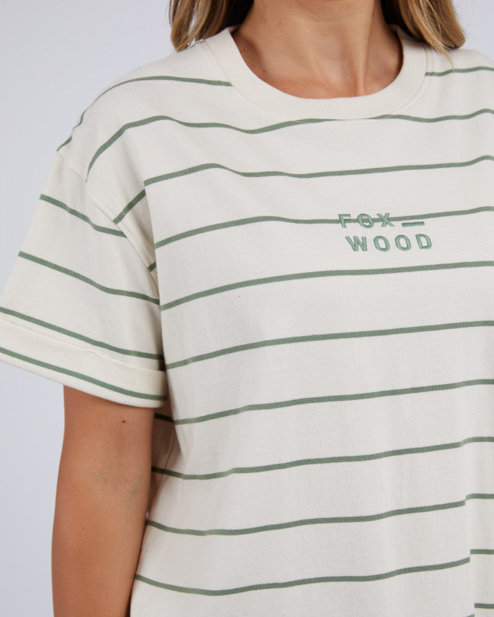 HUNTLEIGH STRIPE TEE - FERN & WHITE