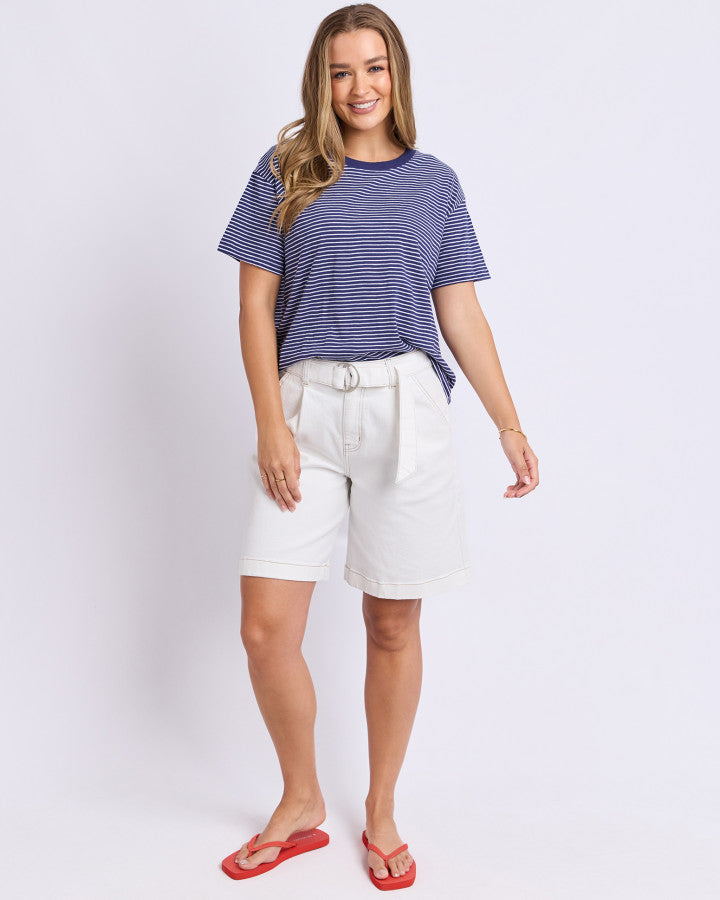 HUTCH STRIPE TEE - Navy