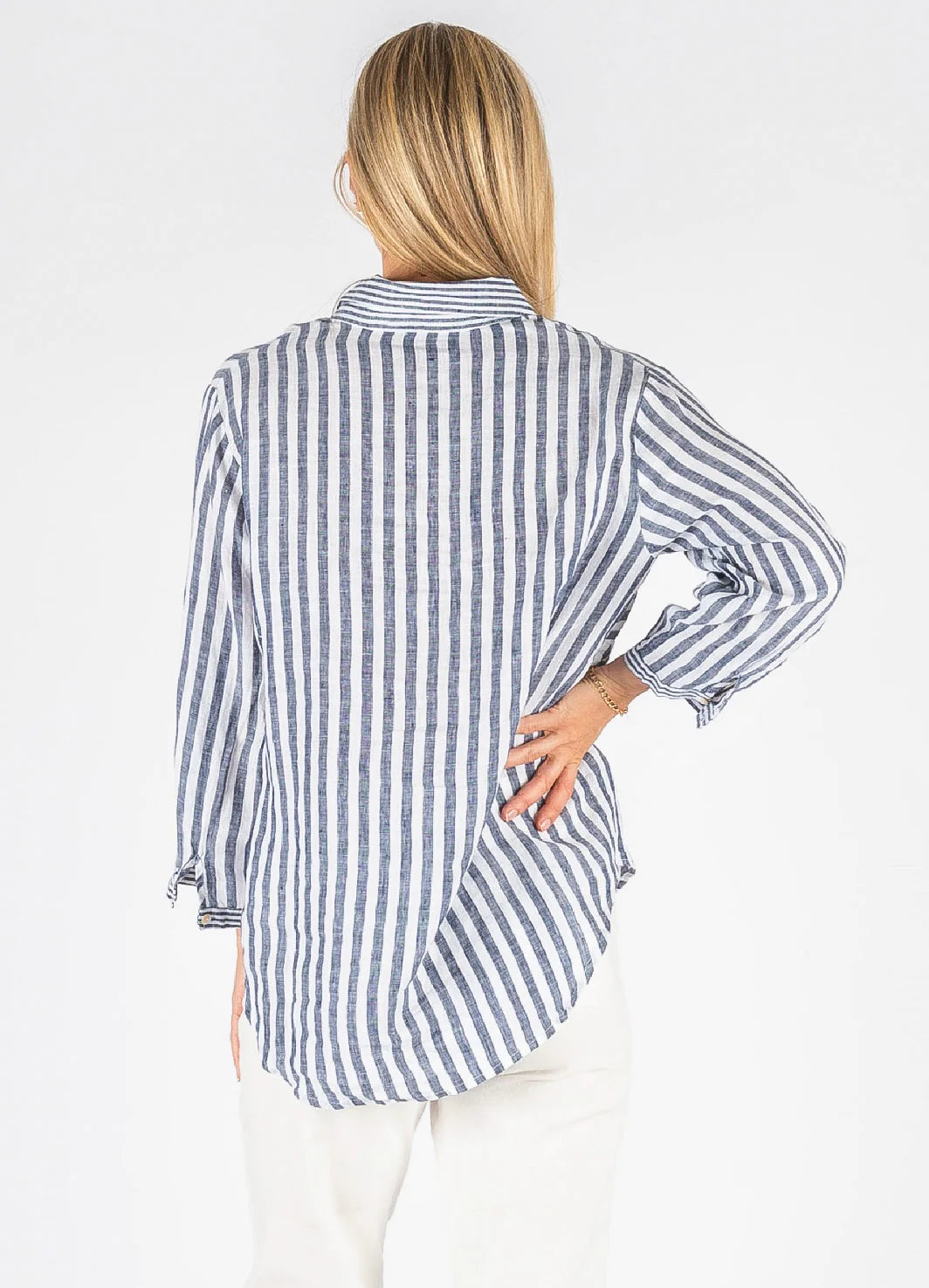 Hyatt linen stripe collar shirt