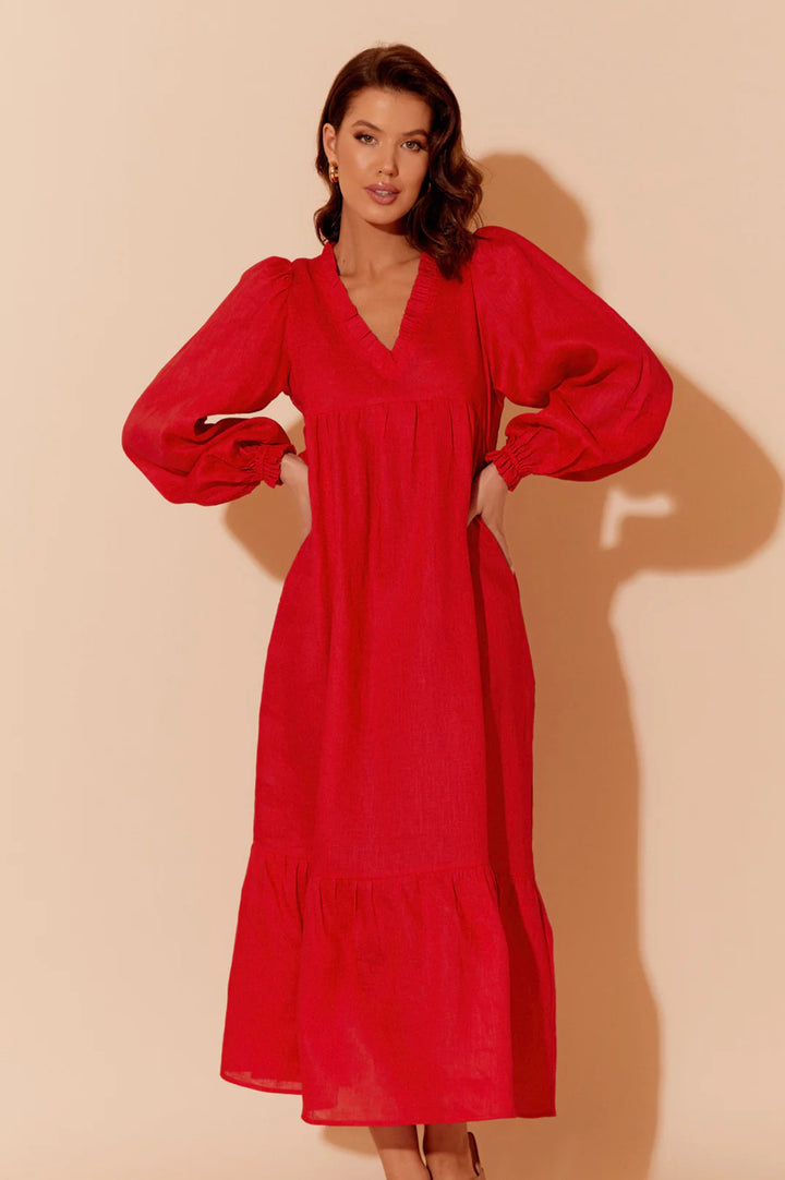 Vivienne Frill Neck Linen Dress