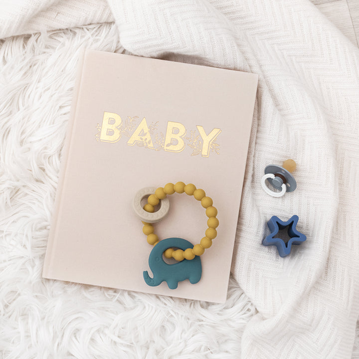 Silicone Elephant Teether - Steel Blue