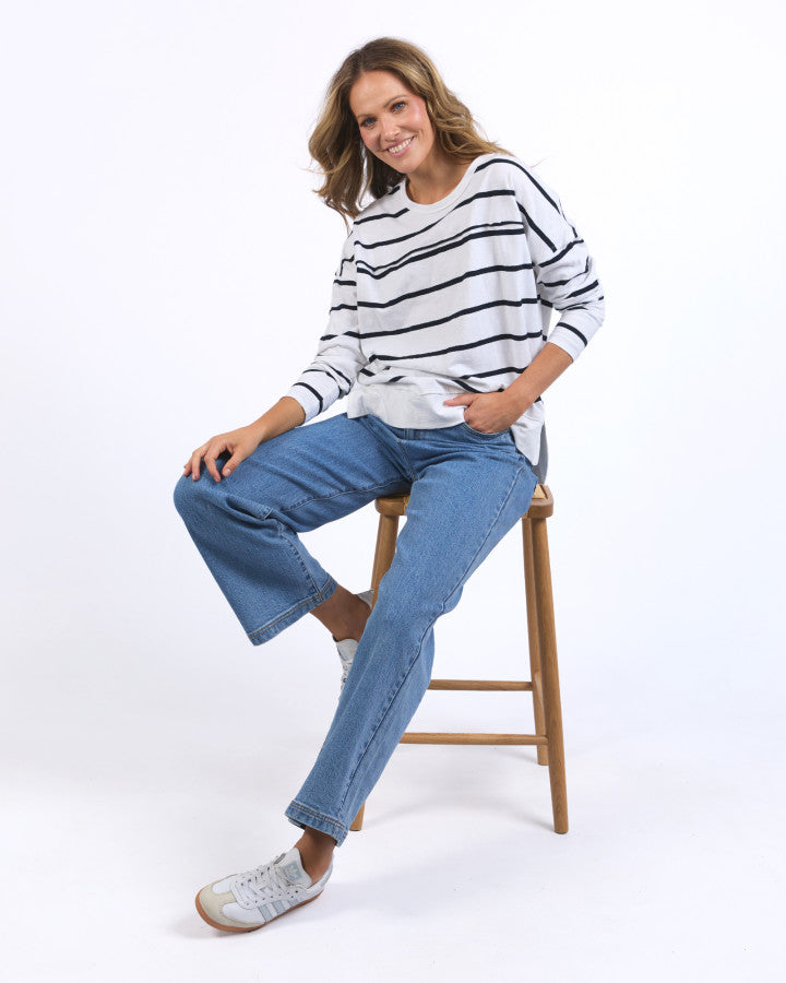 Jayne White Throw On - Stripe