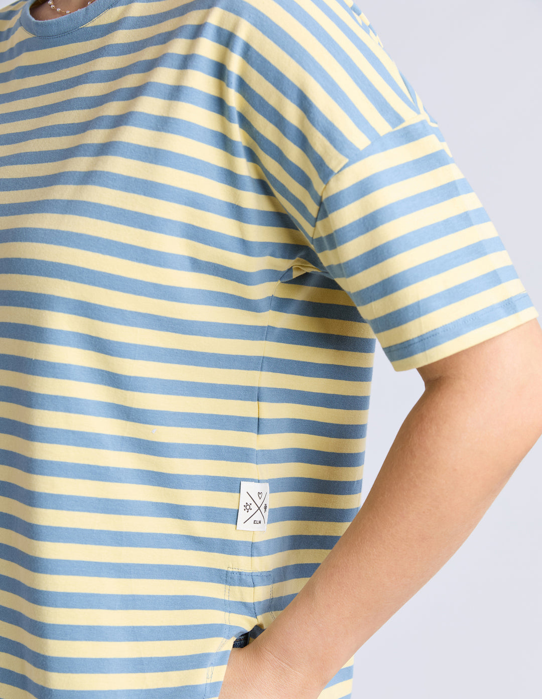 Lauren Stripe Short Sleeve Tee - BLUE SHADOW & BANANA STRIPE