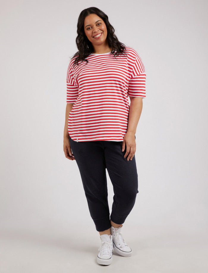 Lauren Stripe Short Sleeve Tee - Cherry