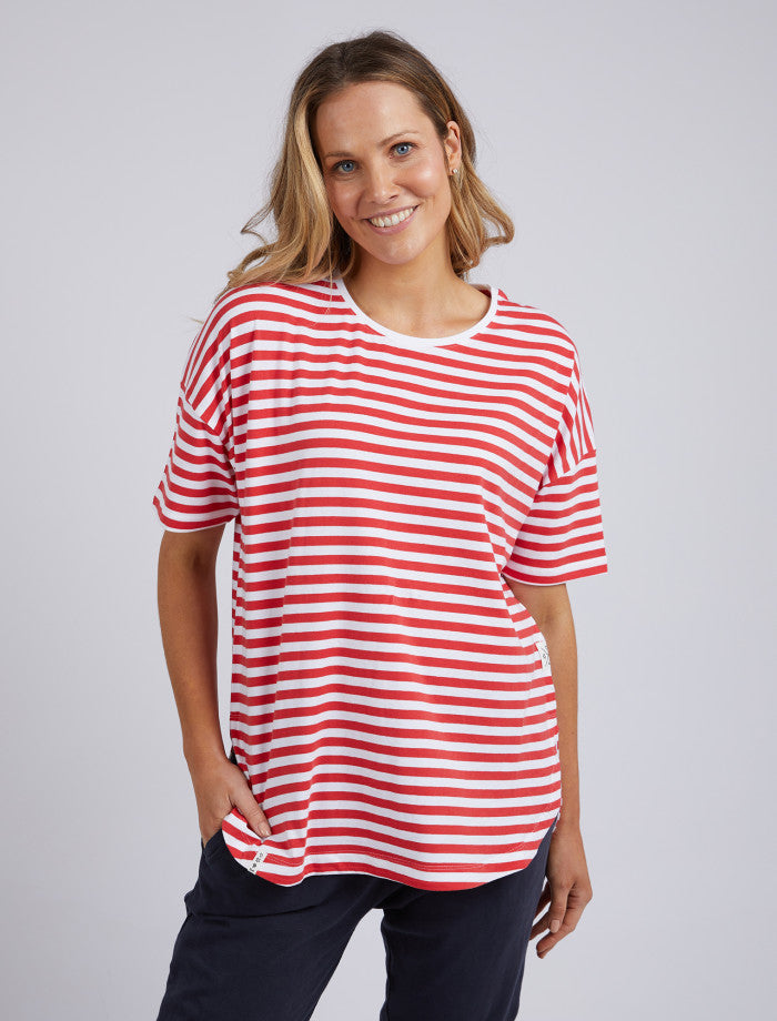 Lauren Stripe Short Sleeve Tee - Cherry