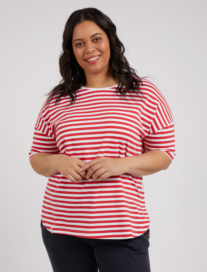 Lauren Stripe Short Sleeve Tee - Cherry