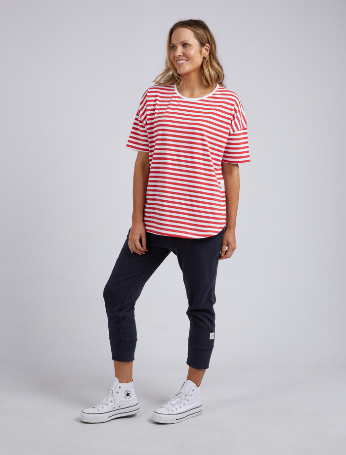 Lauren Stripe Short Sleeve Tee - Cherry