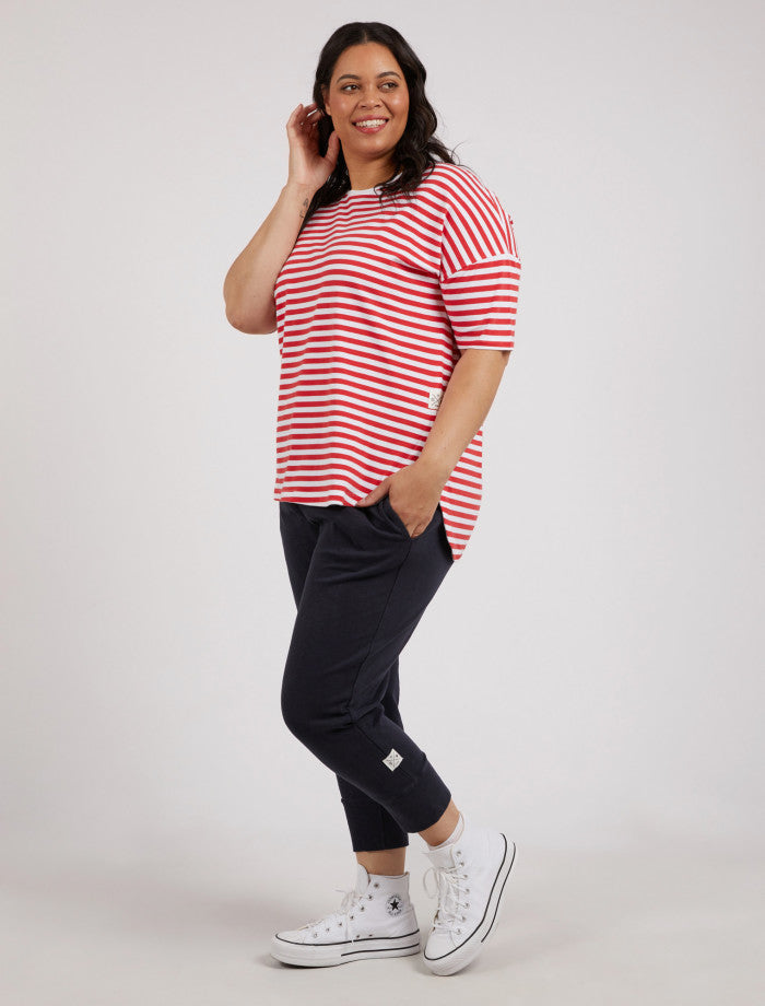 Lauren Stripe Short Sleeve Tee - Cherry