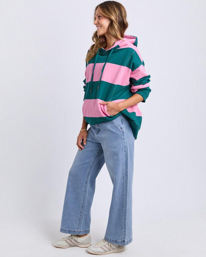 Liberty Block Hoodie Pink & Green Stripe