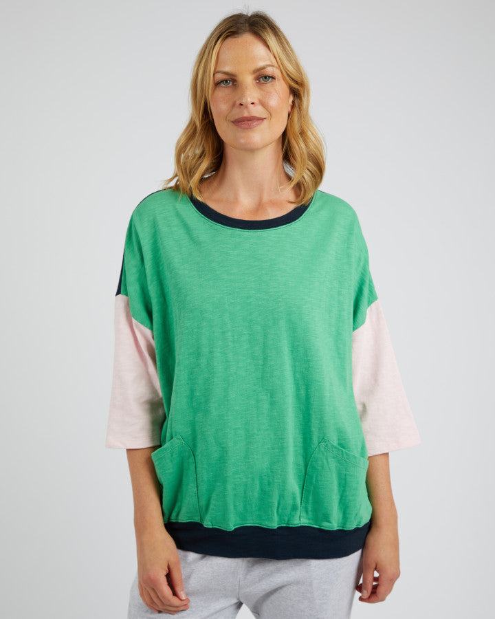 Mazie Colour Block Sweat Greenbriar