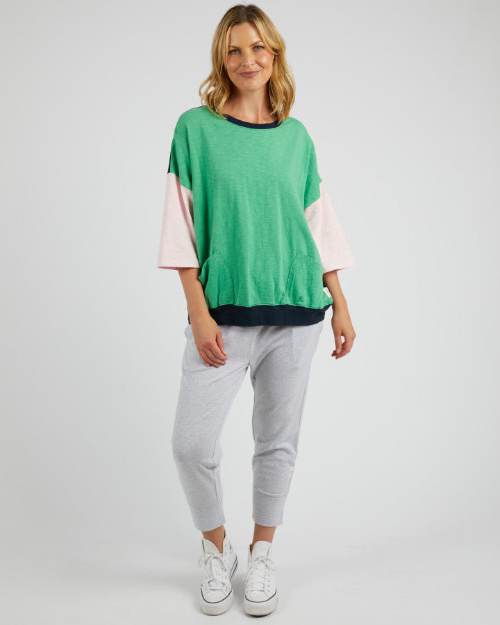 Mazie Colour Block Sweat Greenbriar