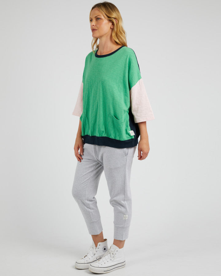 Mazie Colour Block Sweat Greenbriar