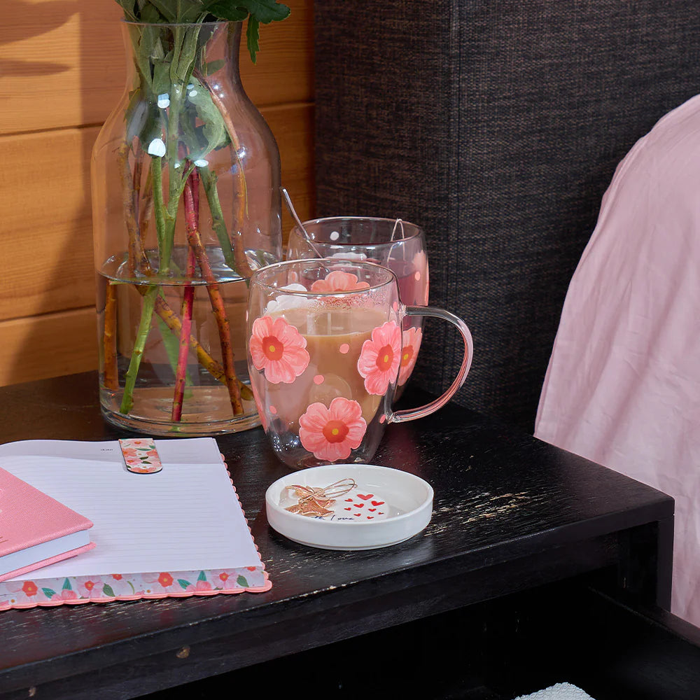 Double Wall Glass Mug - Meadow Blush