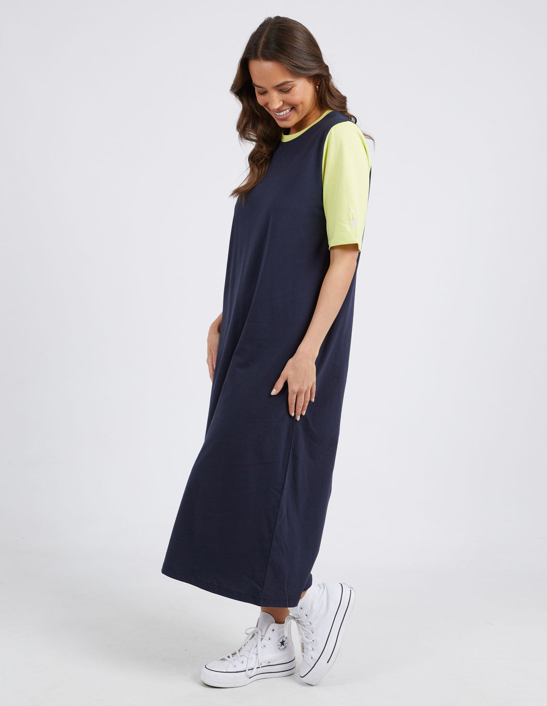 Cherry Block Tee Dress Navy