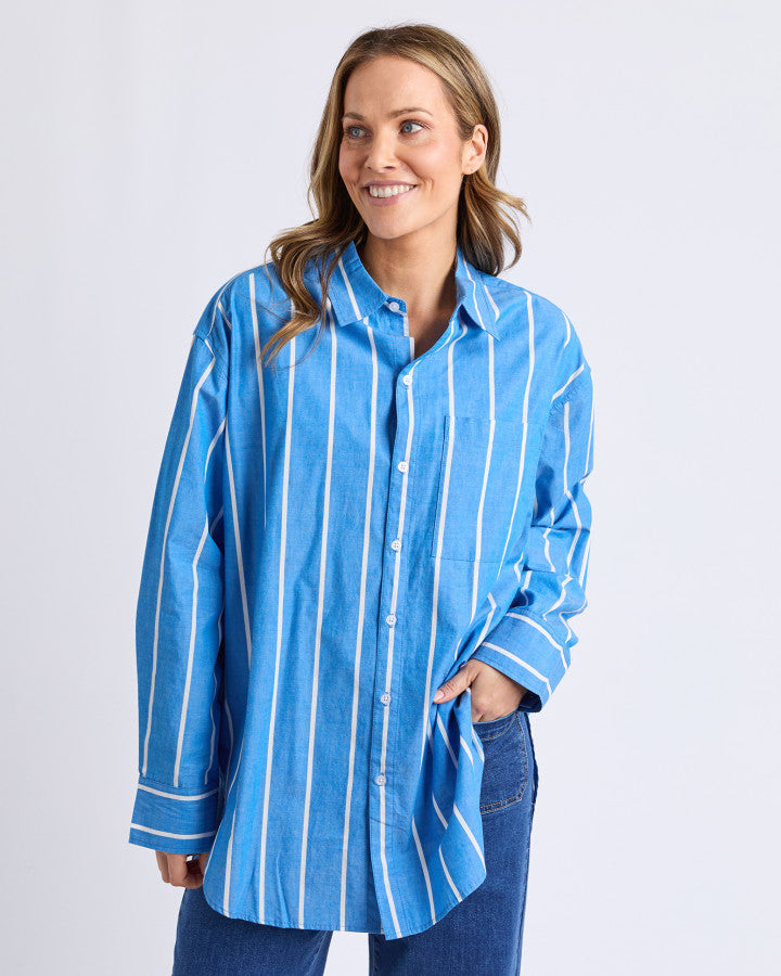 MIA STRIPED SHIRT - Royal Blue Stripe