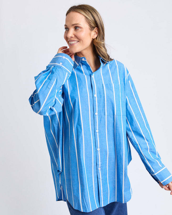 MIA STRIPED SHIRT - Royal Blue Stripe