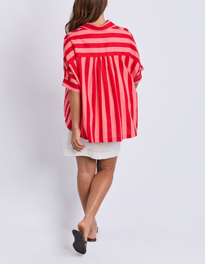 PALERMO STRIPE SHIRT - POPPY