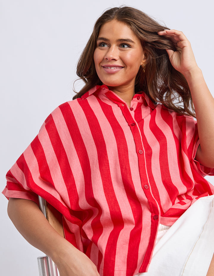 PALERMO STRIPE SHIRT - POPPY