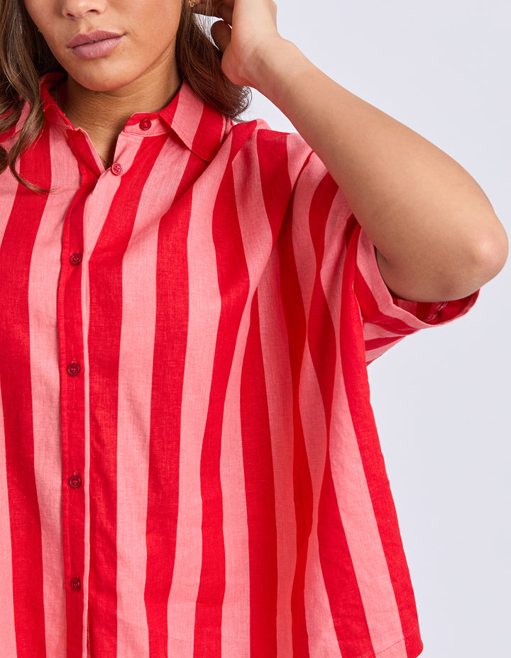 PALERMO STRIPE SHIRT - POPPY