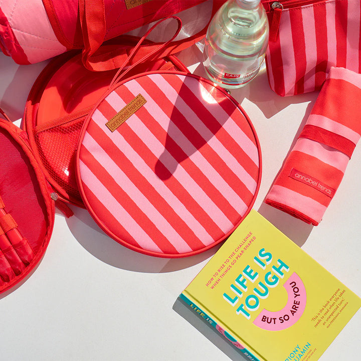 PICNIC ROUND PLATE SET - RED STRIPE