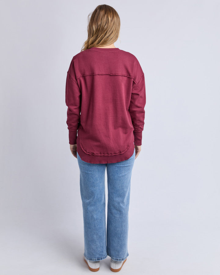 Simplified Metallic Crew - Burgundy