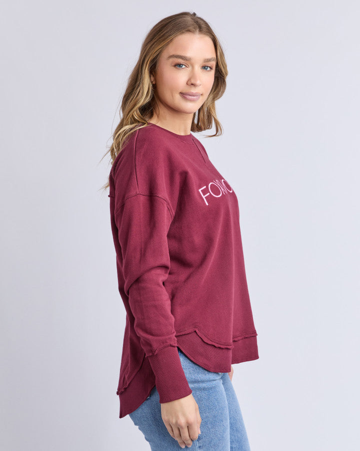 Simplified Metallic Crew - Burgundy