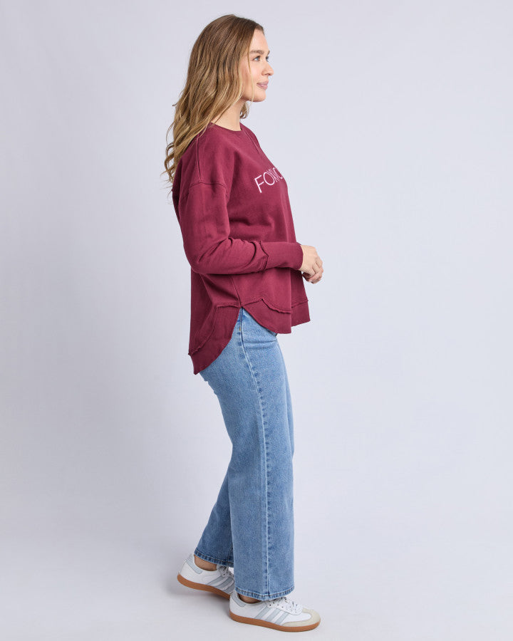 Simplified Metallic Crew - Burgundy