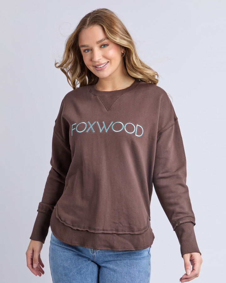 Simplified Metallic Crew - Coffee and Light Blue