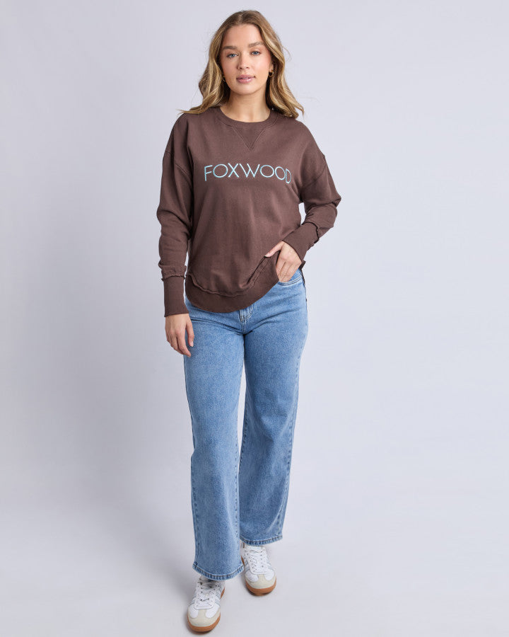 Simplified Metallic Crew - Coffee and Light Blue