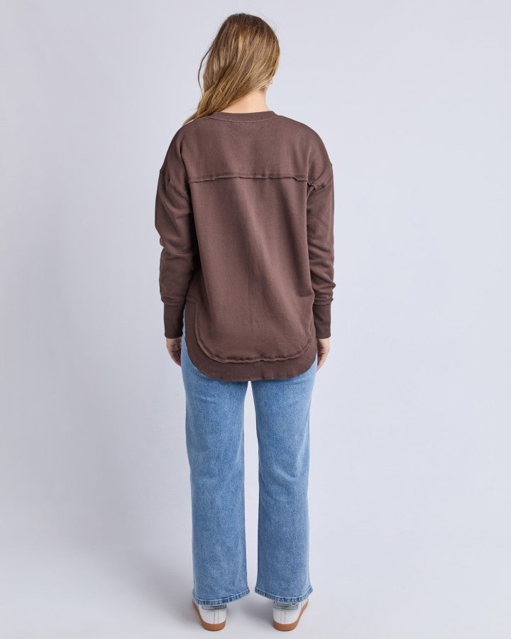 Simplified Metallic Crew - Coffee and Light Blue