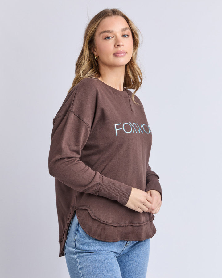 Simplified Metallic Crew - Coffee and Light Blue