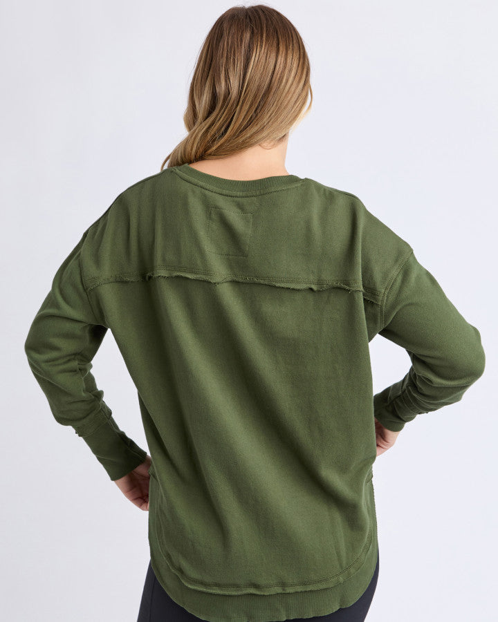 Simplified Metallic Crew - Olive With Pink