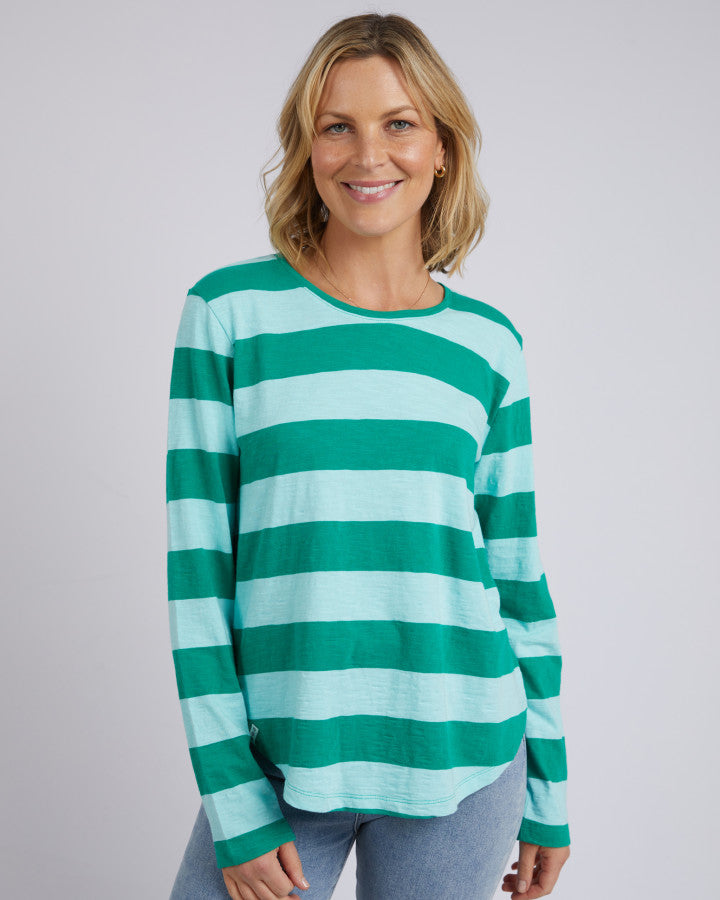 Fundamental Spritz Stripe Long Sleeve Tee - Green