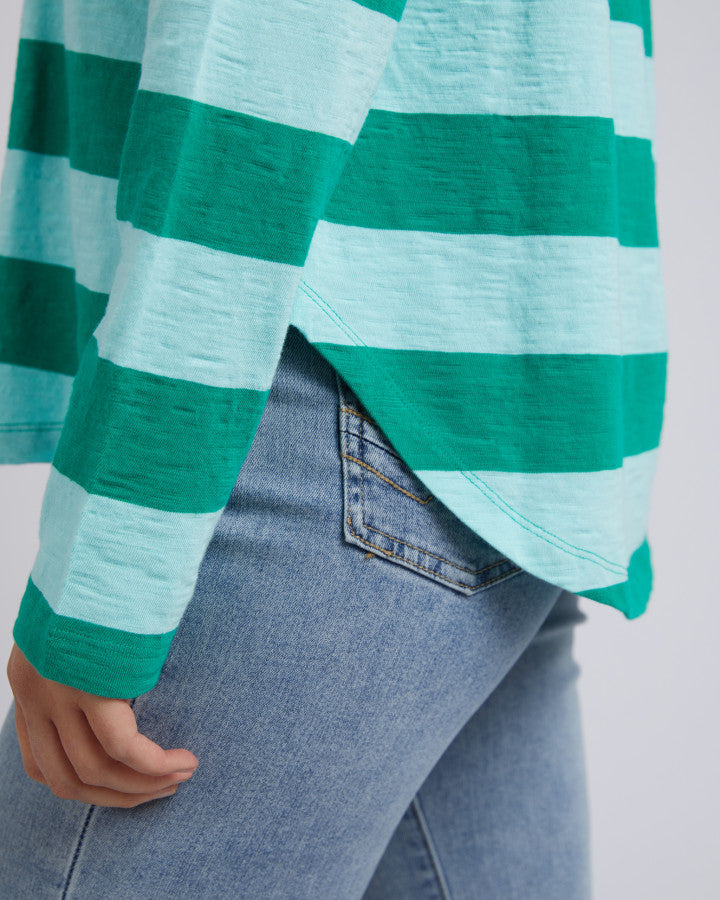 Fundamental Spritz Stripe Long Sleeve Tee - Green