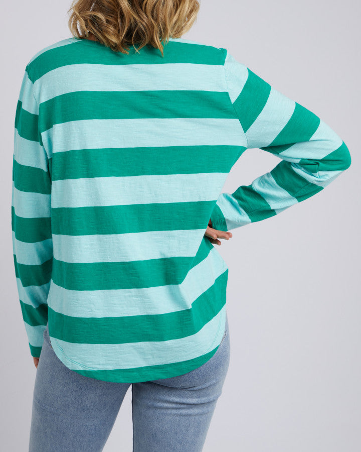 Fundamental Spritz Stripe Long Sleeve Tee - Green