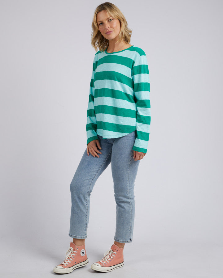 Fundamental Spritz Stripe Long Sleeve Tee - Green