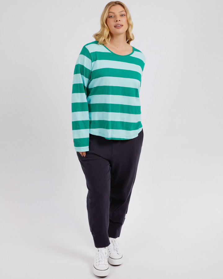 Fundamental Spritz Stripe Long Sleeve Tee - Green