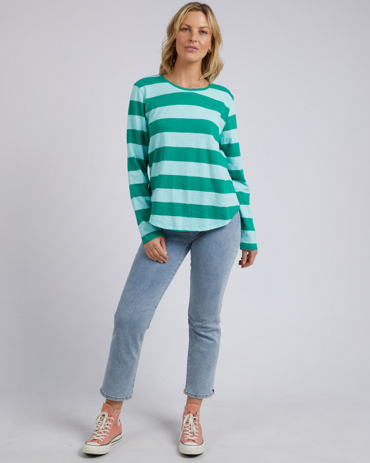 Fundamental Spritz Stripe Long Sleeve Tee - Green