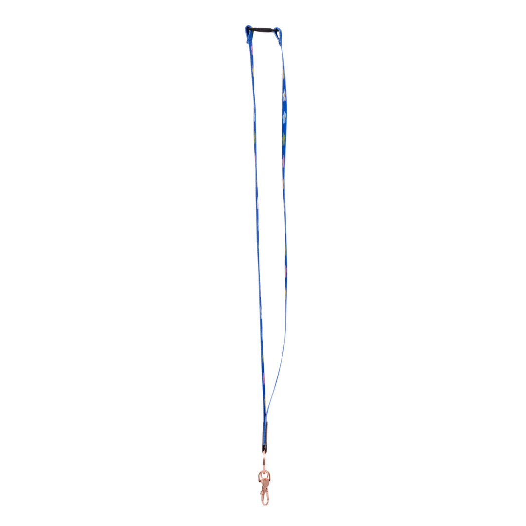 Teacher Blue Floral Fabric Lanyard