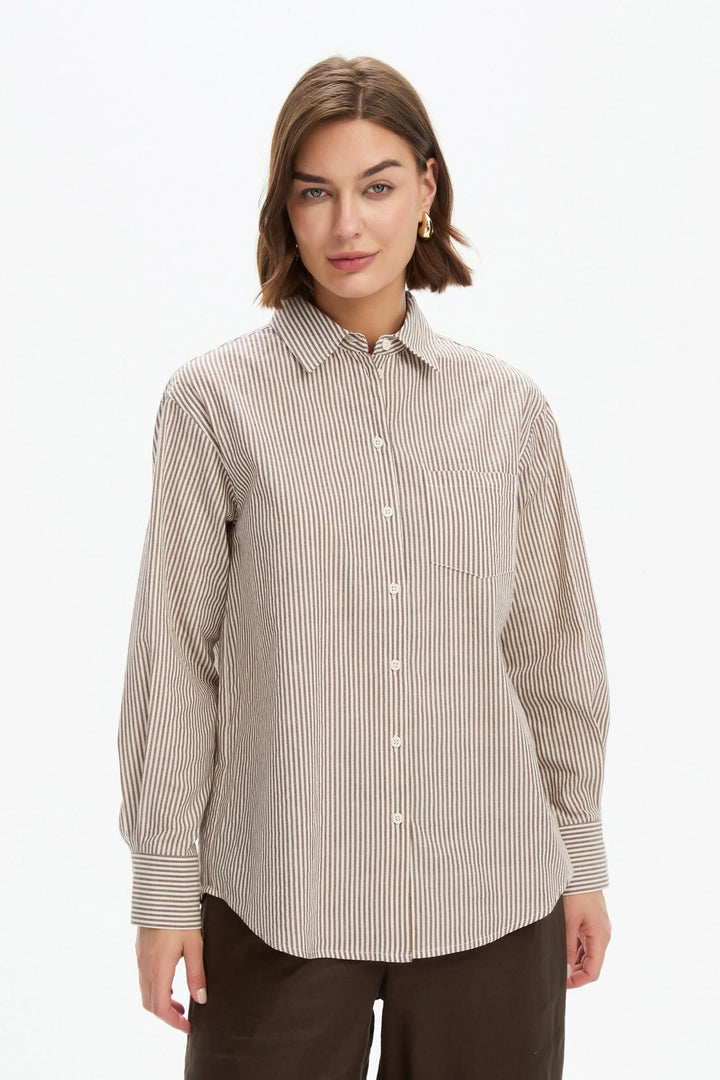 Classic Stripe Shirt - Chocolate